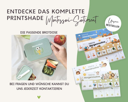 Routineplaner Montessori inkl. Symbolkarten - Design FUSSBALL - Personalisierbar