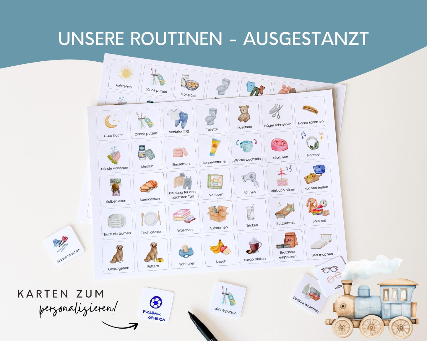 Routineplaner Montessori inkl. Symbolkarten - Design ZUG - Personalisierbar