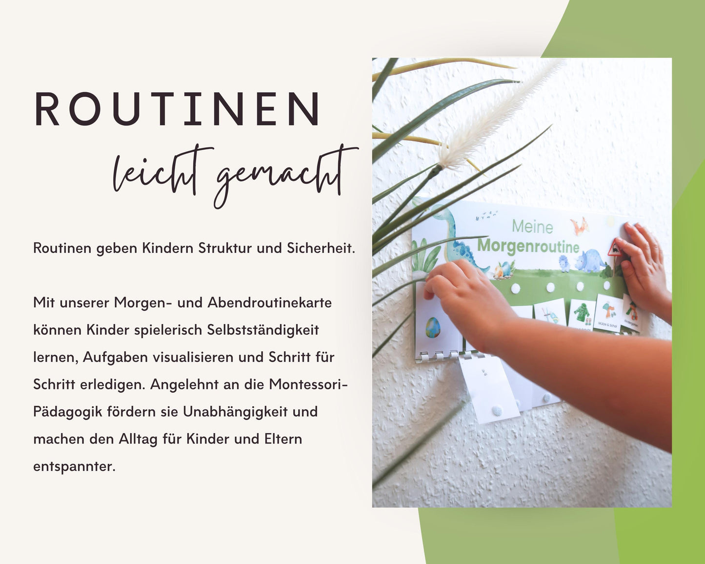 Routineplaner Montessori inkl. Symbolkarten - Design DINOSAURIER - Personalisierbar