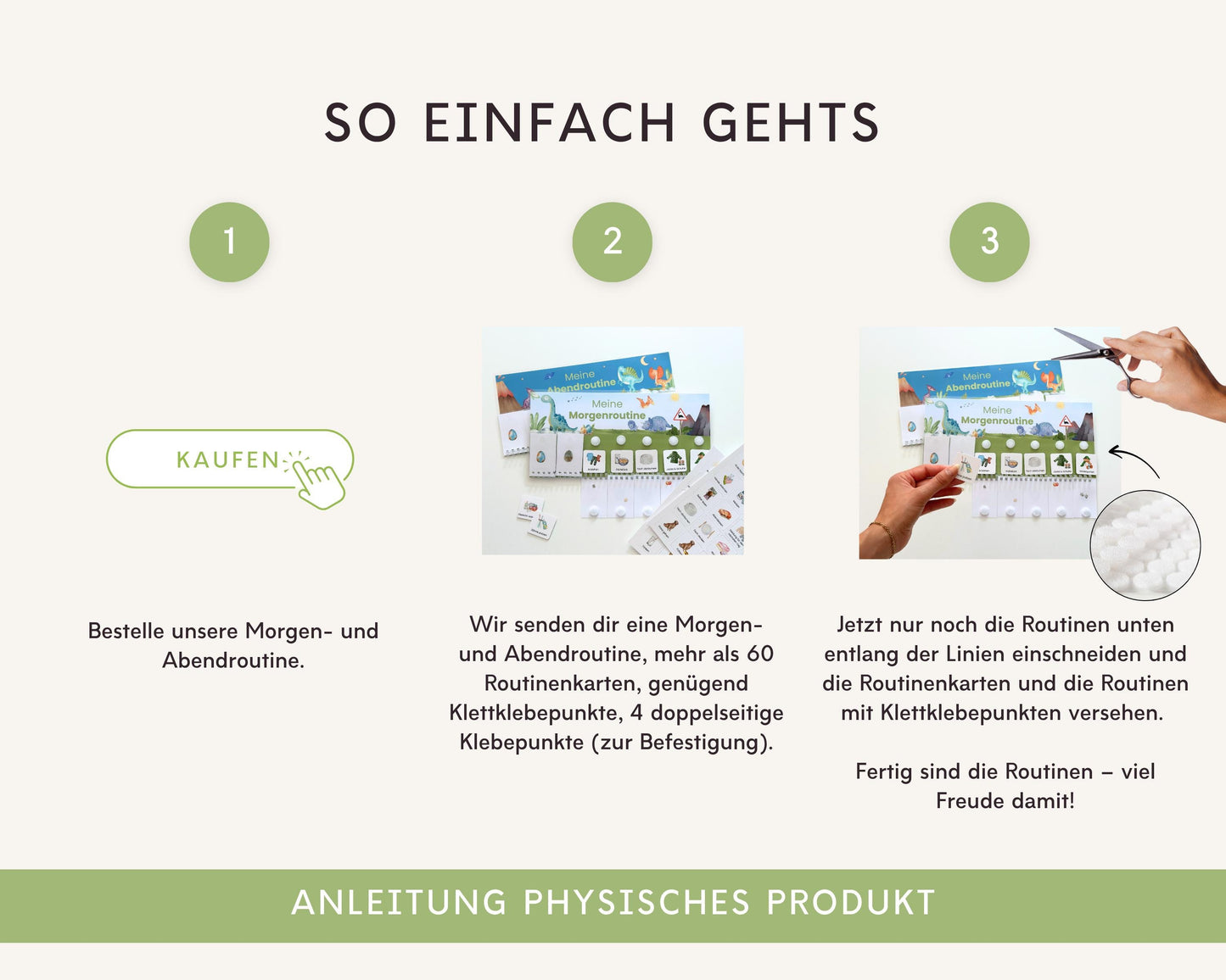 Routineplaner Montessori inkl. Symbolkarten - Design DINOSAURIER - Personalisierbar