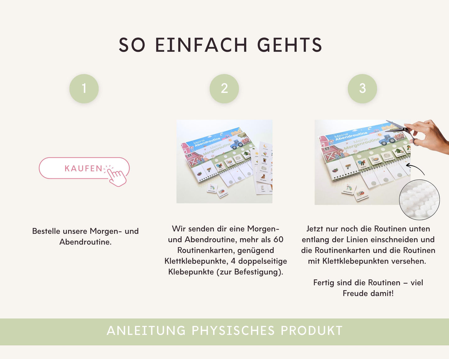 Routineplaner Montessori inkl. Symbolkarten - Design TRAKTOR - Personalisierbar