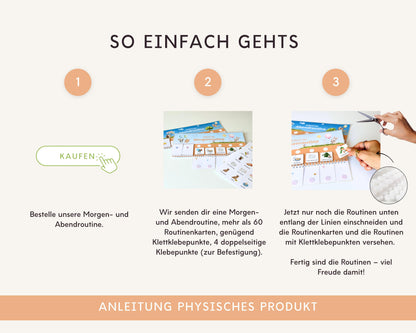 Routineplaner Montessori inkl. Symbolkarten - Design LUFTBALLON TIERE - Personalisierbar