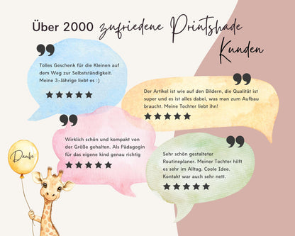 Routineplaner Montessori inkl. Symbolkarten - Design ROSA ELEFANT - Personalisierbar