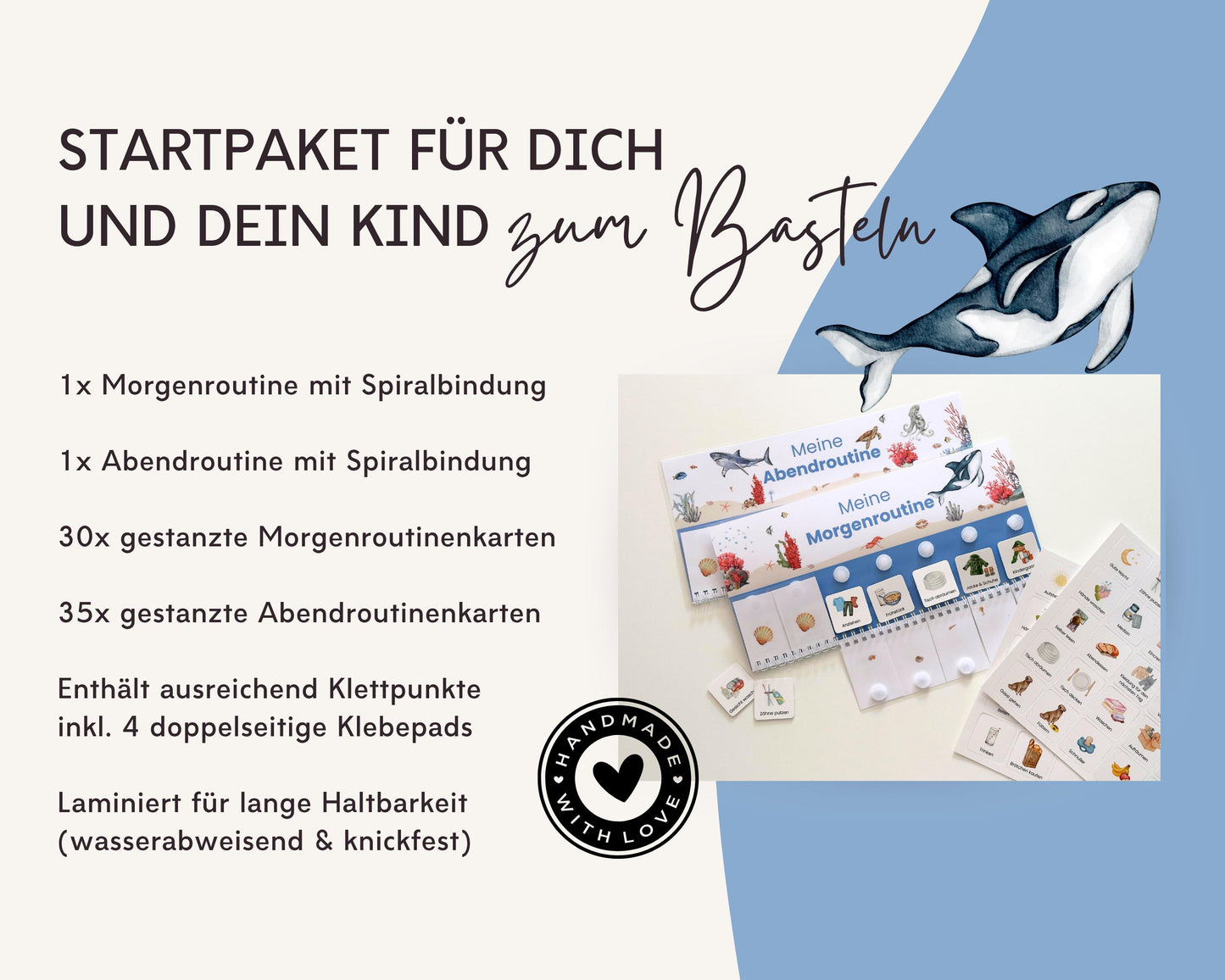 Routineplaner Montessori inkl. Symbolkarten - Design MEER - Personalisierbar