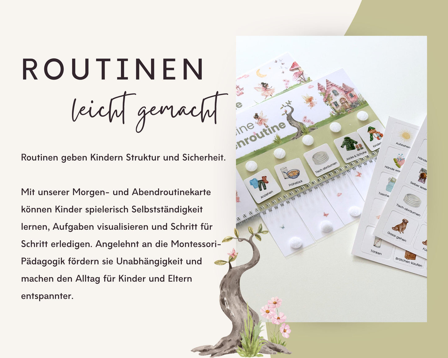Routineplaner Montessori inkl. Symbolkarten - Design FEEN - Personalisierbar