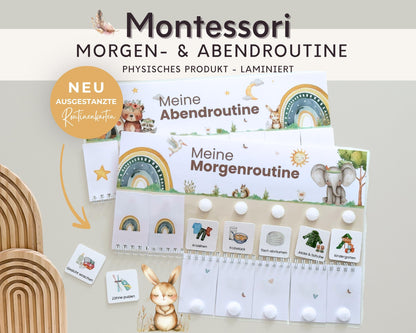 Routineplaner Montessori inkl. Symbolkarten - Design BOHO TIERE - Personalisierbar