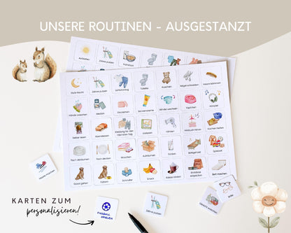 Routineplaner Montessori inkl. Symbolkarten - Design BOHO TIERE - Personalisierbar