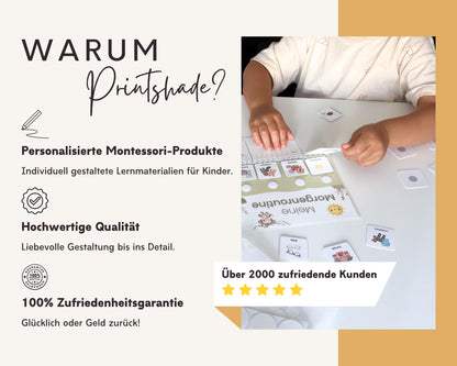 Routineplaner Montessori inkl. Symbolkarten - Design BAGGER - Personalisierbar