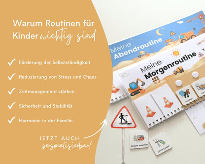 Routineplaner Montessori inkl. Symbolkarten - Design BAGGER - Personalisierbar