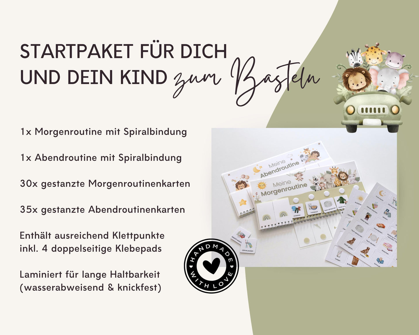 Routineplaner Montessori inkl. Symbolkarten - Design SAFARI - Personalisierbar