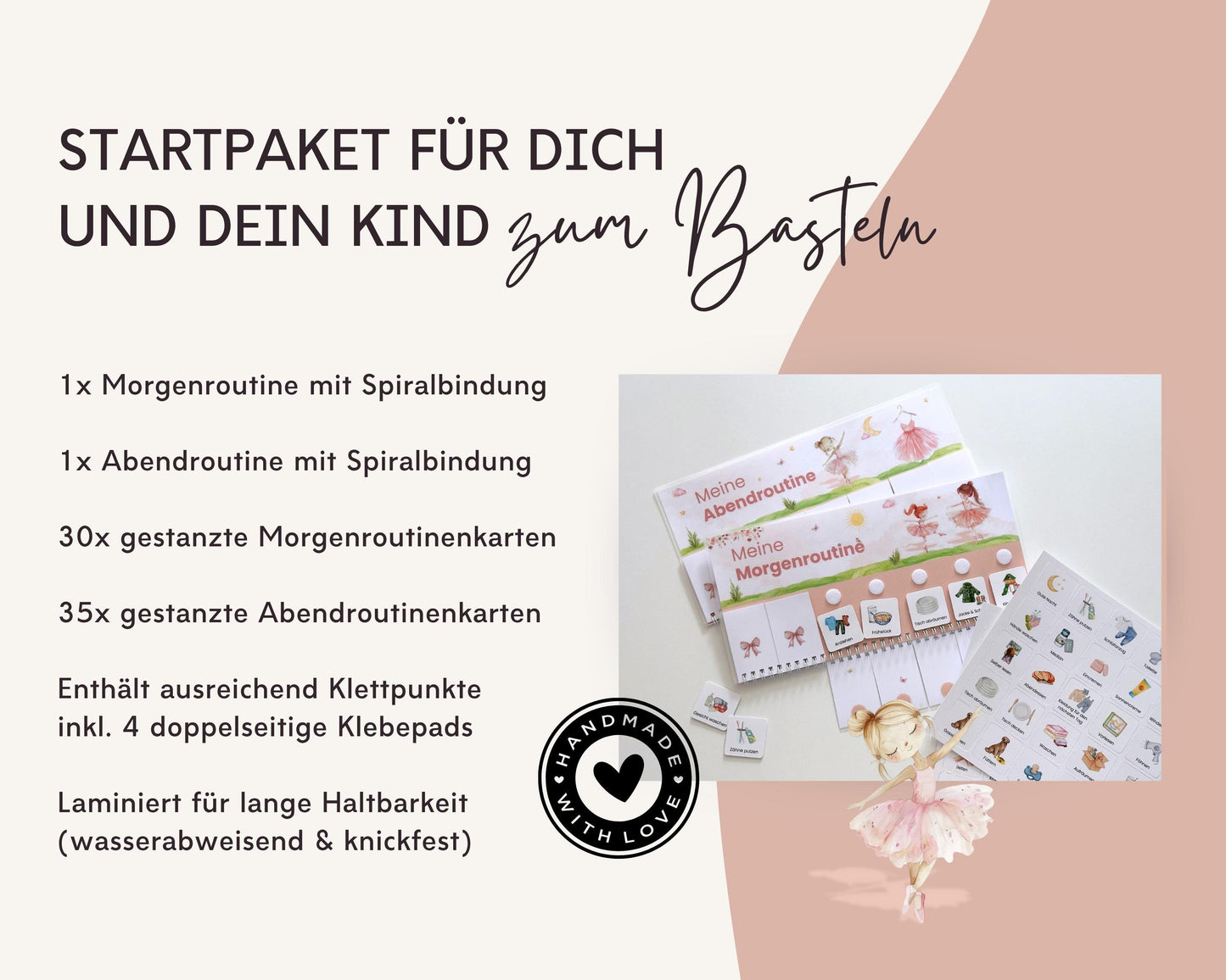 Routineplaner Montessori inkl. Symbolkarten - Design BALLERINA - Personalisierbar