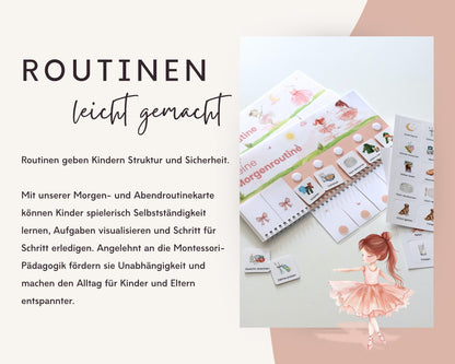 Routineplaner Montessori inkl. Symbolkarten - Design BALLERINA - Personalisierbar