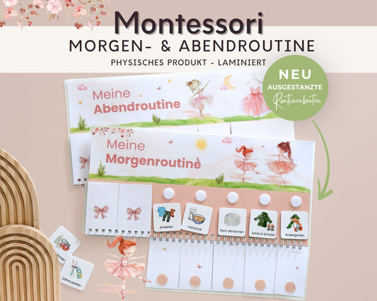 Routineplaner Montessori inkl. Symbolkarten - Design BALLERINA - Personalisierbar