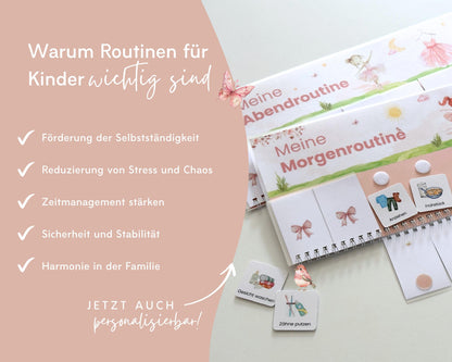 Routineplaner Montessori inkl. Symbolkarten - Design BALLERINA - Personalisierbar