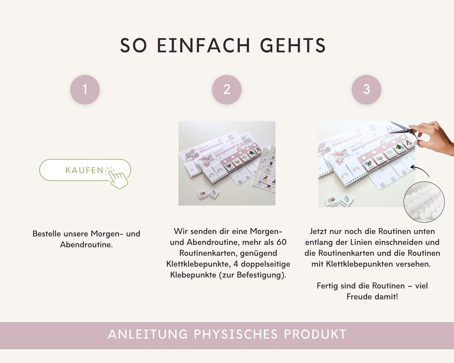 Routineplaner Montessori inkl. Symbolkarten - Design EINHORN - Personalisierbar