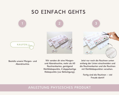 Routineplaner Montessori inkl. Symbolkarten - Design EINHORN - Personalisierbar