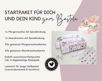 Routineplaner Montessori inkl. Symbolkarten - Design EINHORN - Personalisierbar
