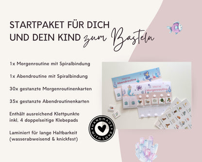Routineplaner Montessori inkl. Symbolkarten - Design MEERJUNGFRAU ROSA - Personalisierbar
