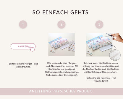 Routineplaner Montessori inkl. Symbolkarten - Design MEERJUNGFRAU ROSA - Personalisierbar