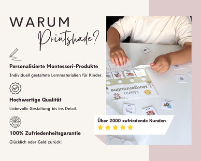 Routineplaner Montessori inkl. Symbolkarten - Design MEERJUNGFRAU ROSA - Personalisierbar