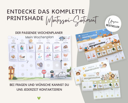 Routineplaner Montessori inkl. Symbolkarten - Design POLIZEI - Personalisierbar