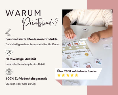 Routineplaner Montessori inkl. Symbolkarten - Design PRINZESSIN - Personalisierbar