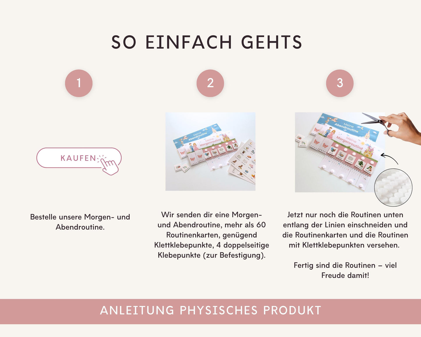 Routineplaner Montessori inkl. Symbolkarten - Design PRINZESSIN - Personalisierbar
