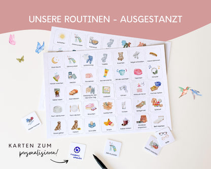 Routineplaner Montessori inkl. Symbolkarten - Design PRINZESSIN - Personalisierbar