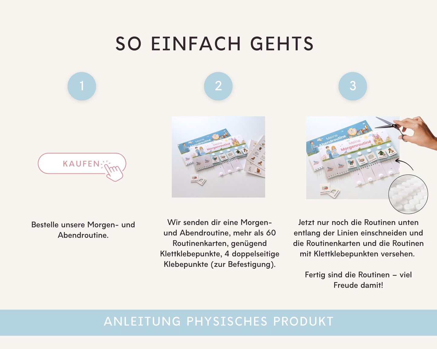 Routineplaner Montessori inkl. Symbolkarten - Design CINDERELLA - Personalisierbar