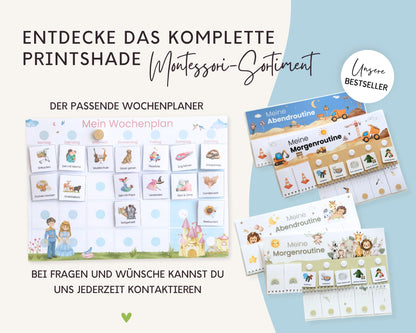 Routineplaner Montessori inkl. Symbolkarten - Design CINDERELLA - Personalisierbar