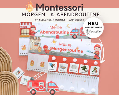 Routineplaner Montessori inkl. Symbolkarten - Design FEUERWEHR - Personalisierbar