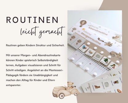 Routineplaner Montessori inkl. Symbolkarten - Design TEDDYBÄR - Personalisierbar