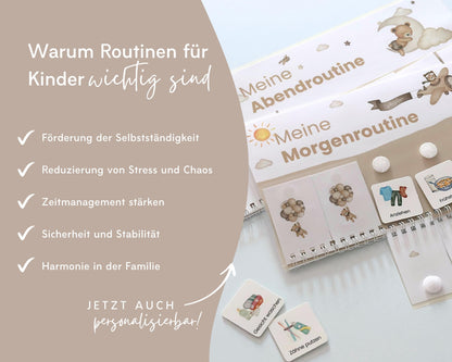 Routineplaner Montessori inkl. Symbolkarten - Design TEDDYBÄR - Personalisierbar