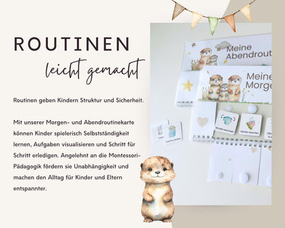 Routineplaner Montessori inkl. Symbolkarten - Design OTTER - Personalisierbar