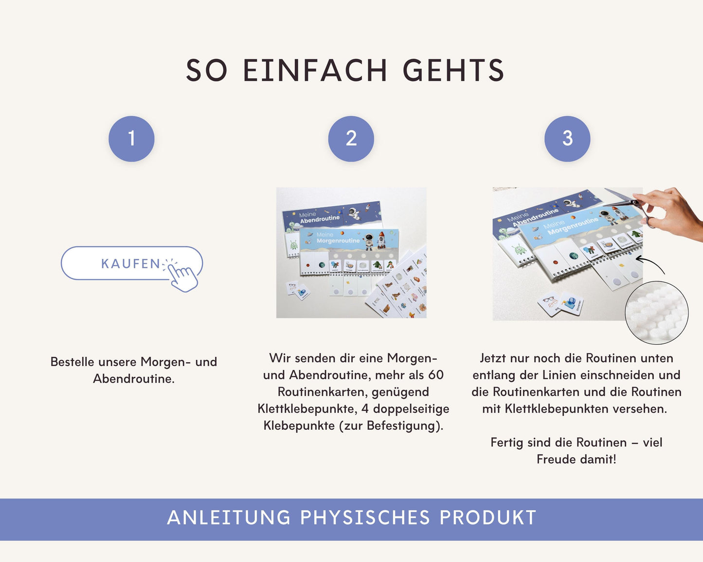 Routineplaner Montessori inkl. Symbolkarten - Design ASTRONAUT - Personalisierbar