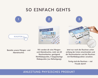 Routineplaner Montessori inkl. Symbolkarten - Design ASTRONAUT - Personalisierbar