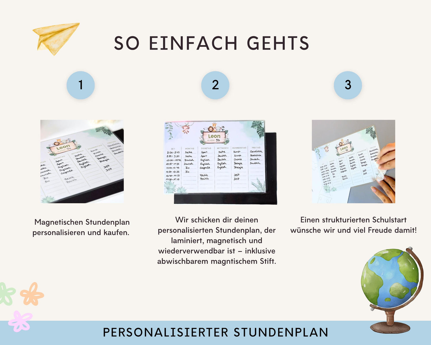 Stundenplan Magnet personalisierbar - Design SAFARI
