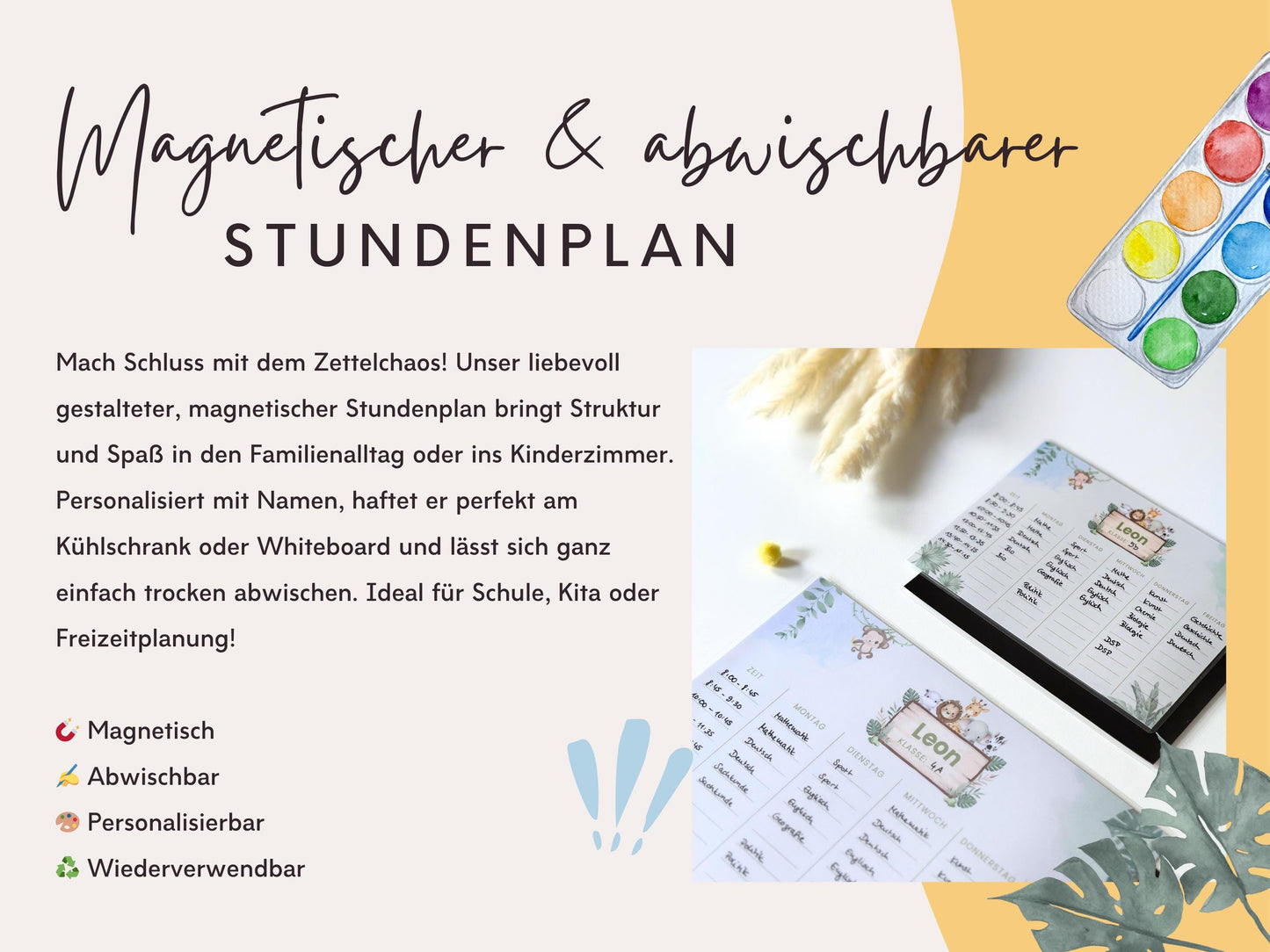 Stundenplan Magnet personalisierbar - Design SAFARI