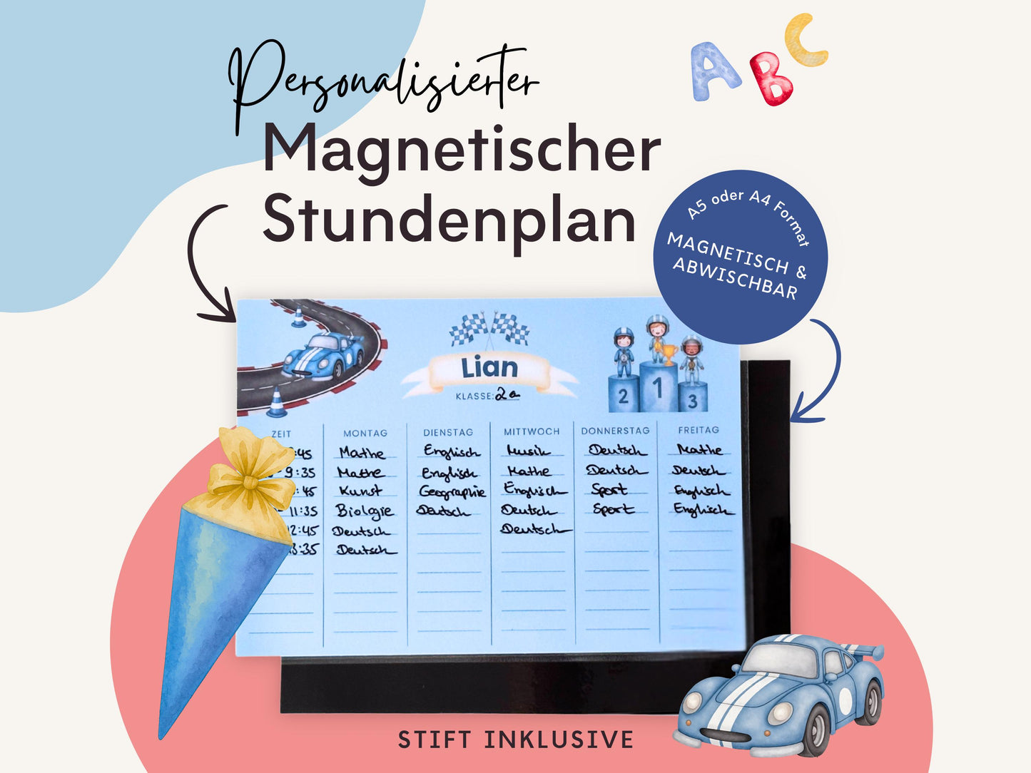 Stundenplan Magnet personalisierbar - Design AUTOS