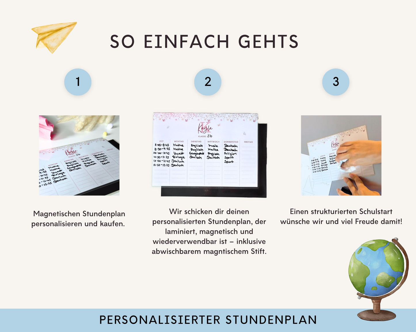 Stundenplan Magnet personalisierbar - Design BLUMEN 