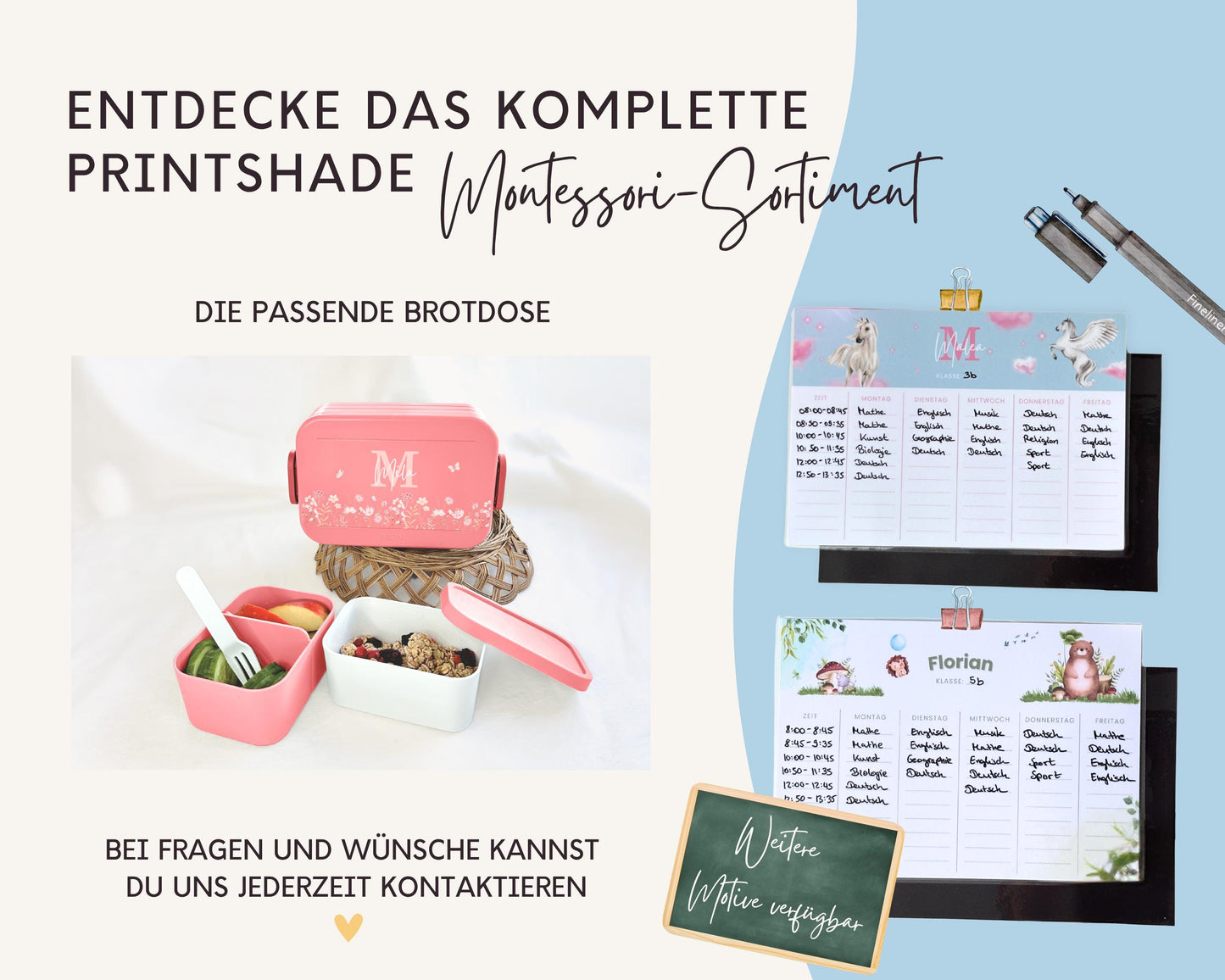 Stundenplan Magnet personalisierbar - Design BLUMEN 
