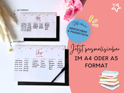 Stundenplan Magnet personalisierbar - Design BLUMEN 
