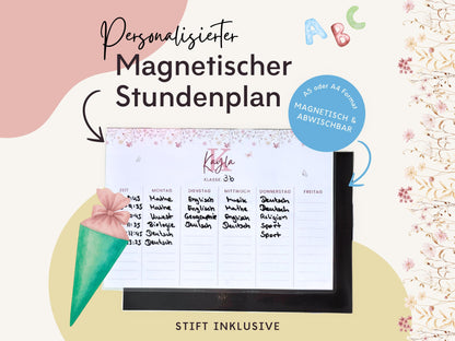 Stundenplan Magnet personalisierbar - Design BLUMEN 