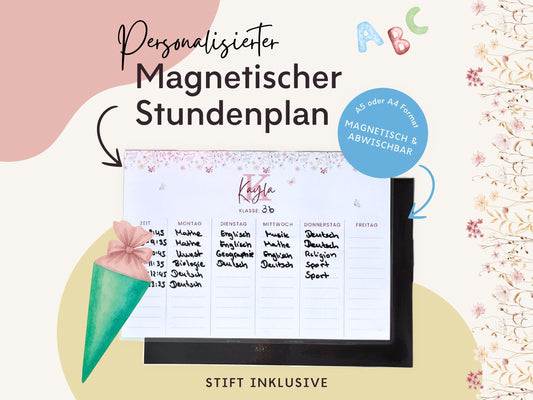 Stundenplan Magnet personalisierbar - Design BLUMEN 