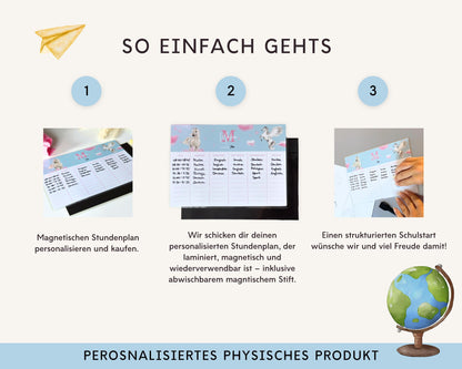 Stundenplan Magnet personalisierbar - Design EINHORN