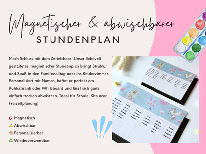 Stundenplan Magnet personalisierbar - Design EINHORN