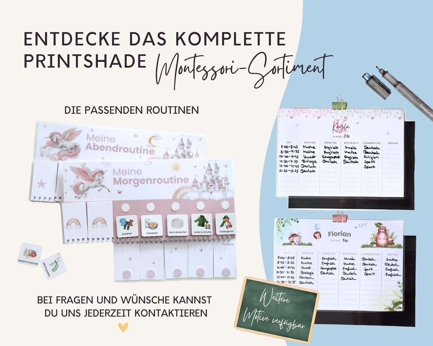 Stundenplan Magnet personalisierbar - Design EINHORN