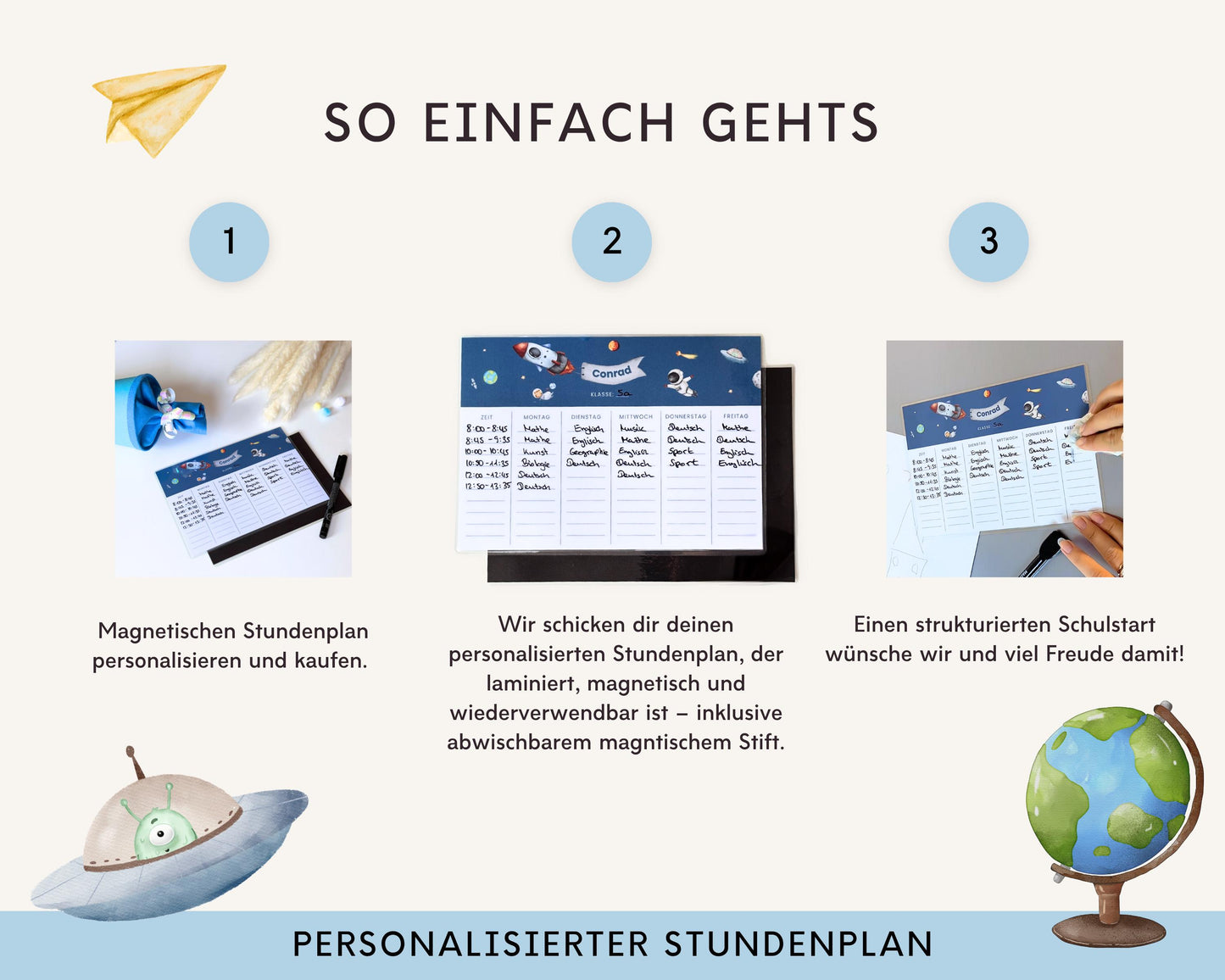 Stundenplan Magnet personalisierbar - Design ASTRONAUT