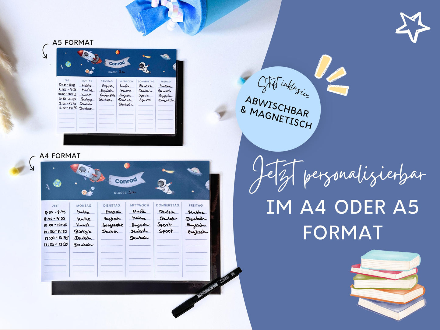 Stundenplan Magnet personalisierbar - Design ASTRONAUT