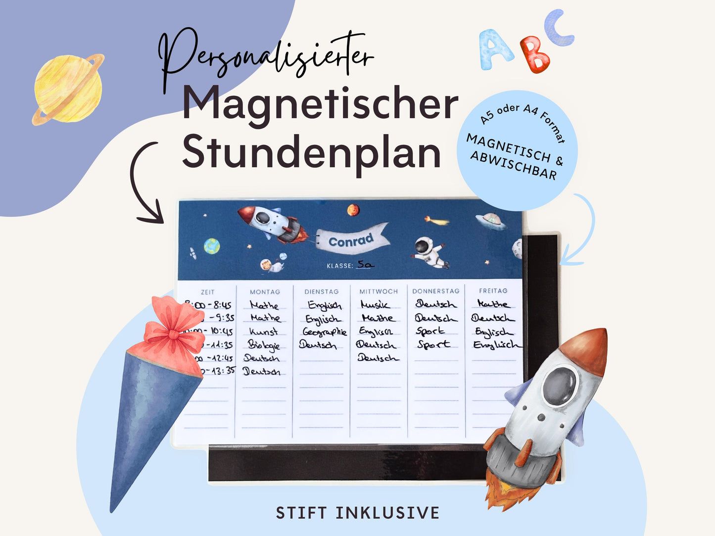 Stundenplan Magnet personalisierbar - Design ASTRONAUT